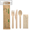 Papstar Holz Besteckset Pure Messer / Gabel / Löffel / Serviette (50 Sets)